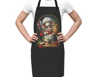 Cute Mouse Chef Apron - Kitchen Cooking Apron, Fun Animal Apron, Kids Baking Apron, Cooking Gift, Cute Chef Apron