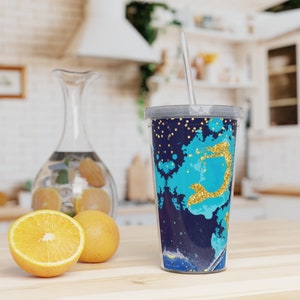 Mermaid Tumbler with Straw: 20oz Plastic Travel Cup