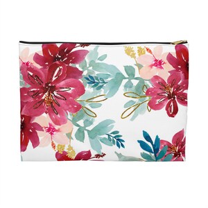 Floral Makeup Bag Accessory Pouch, Cosmetic Case, Travel Organizer, Gift for Her, Zipper Pouch, Small Storage Bag