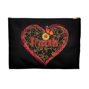 Faith Makeup Bag Accessory Pouch, Zipper Pouch, Small Cosmetic Case, Gift for Her, Religious Pencil Case