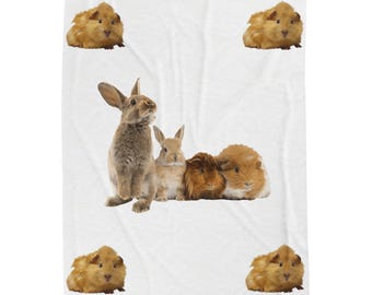 Häschen & Meerschweinchen Plüschdecke: Tierliebhaber Überwurf