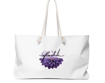Oversized Weekender Bag: Floral Faith Design, Rope Handles