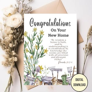 Cartão original em aquarela feito à mão para casa nova, cartão de boas-vindas, design gráfico, cartões com versículos bíblicos, cartão de parabéns, cartão para casa nova