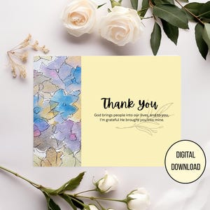 Merci carte imprimable aquarelle faite main, téléchargement immédiat 4 x 6, carte de gratitude, design original, graphisme, carte de l'amitié, collègue