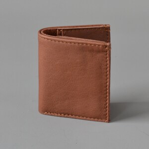 Brown Leather Folding Card Wallet image 1
