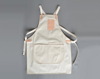 Workwear Apron Natural Loomstate Denim & Leather.