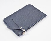 Dark Grey Leather Zip Pouch Purse Wallet Handmade