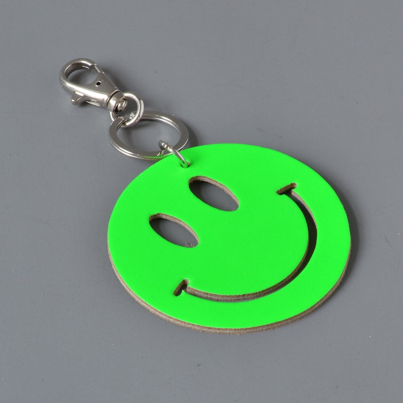 Smiley Face Leather Key Fob Keyring. Etsy UK