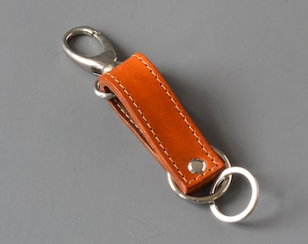 Tan Leather Keychain Key Fob Keyring.
