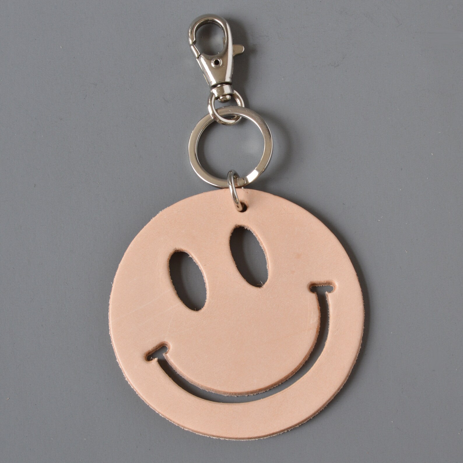 Smiley Face Leather Key Fob Keyring. Etsy