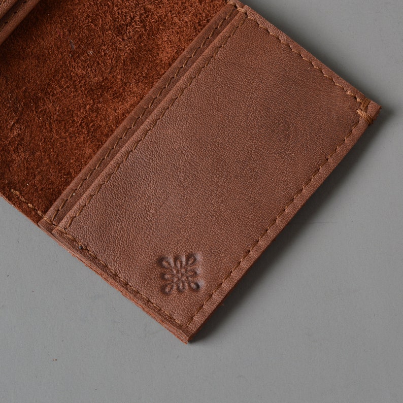 Brown Leather Folding Card Wallet image 6