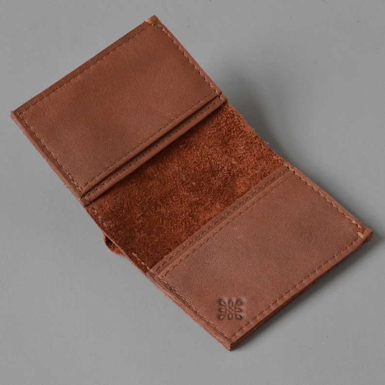 Brown Leather Folding Card Wallet image 5