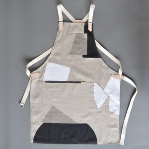 Workwear Apron Printed Linen & Leather. image 2