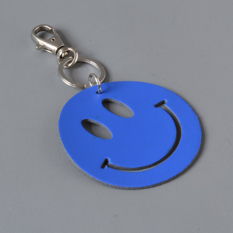 Smiley Face Leather Key Fob Keyring. Etsy UK