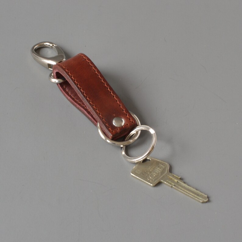 Brown Leather Key Fob, Keyring. image 2