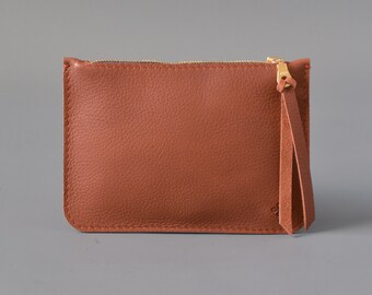 Leather Zip Coin Purse Card Wallet