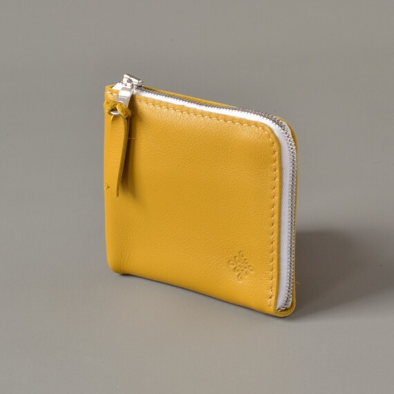 yellow zip around purse