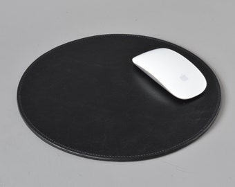 Handmade Black Leather Mouse Pad, Mat.