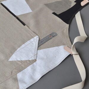 Workwear Apron Printed Linen & Leather. image 5