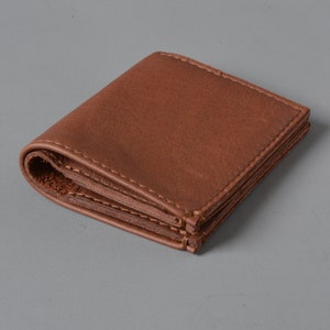 Brown Leather Folding Card Wallet image 2