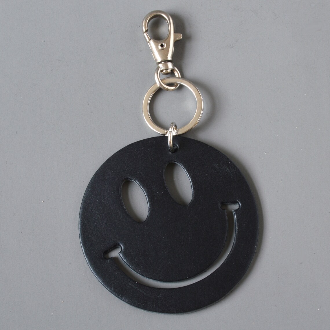 Smiley Face Leather Key Fob Keyring. Etsy