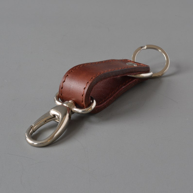 Brown Leather Key Fob, Keyring. image 3