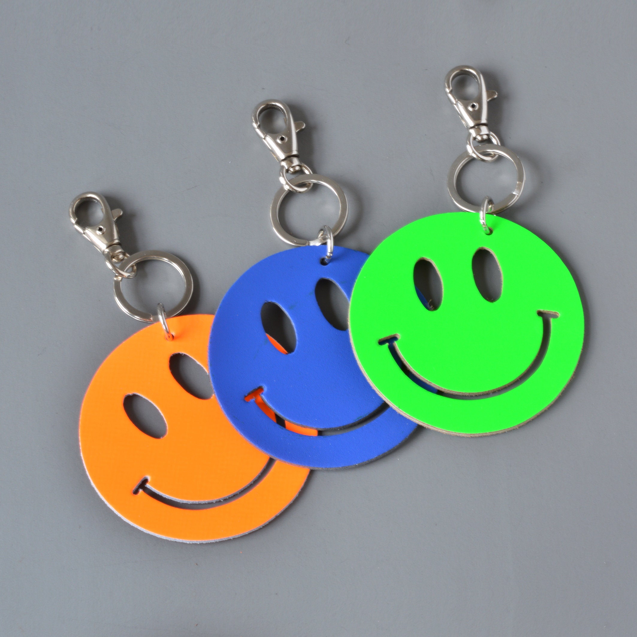 Smiley Face Leather Key Fob Keyring. Etsy UK