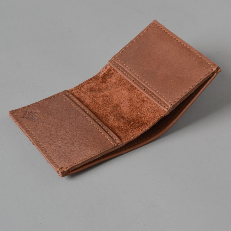 Brown Leather Folding Card Wallet image 4