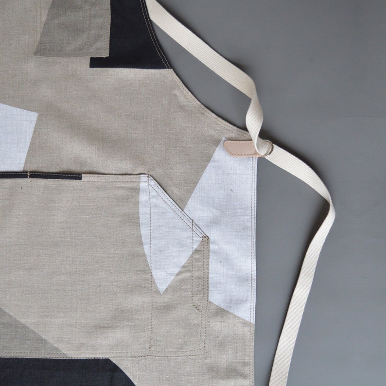 Workwear Apron Printed Linen & Leather. image 3