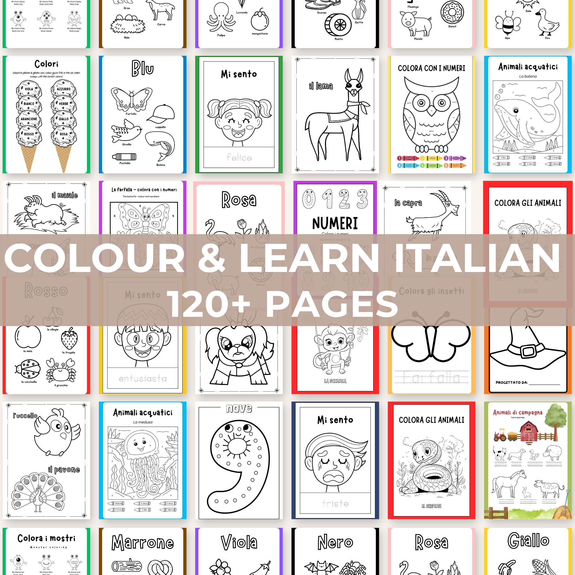 Italian Coloring Book for Kids – 100+ Printable Pages, Learn Italian ...