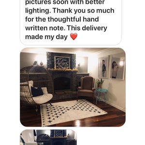 A customer review about rich class decor and thier one of a kind, rug, alled the hope, 100% cotton, machine washable, area rug, 5x7ft