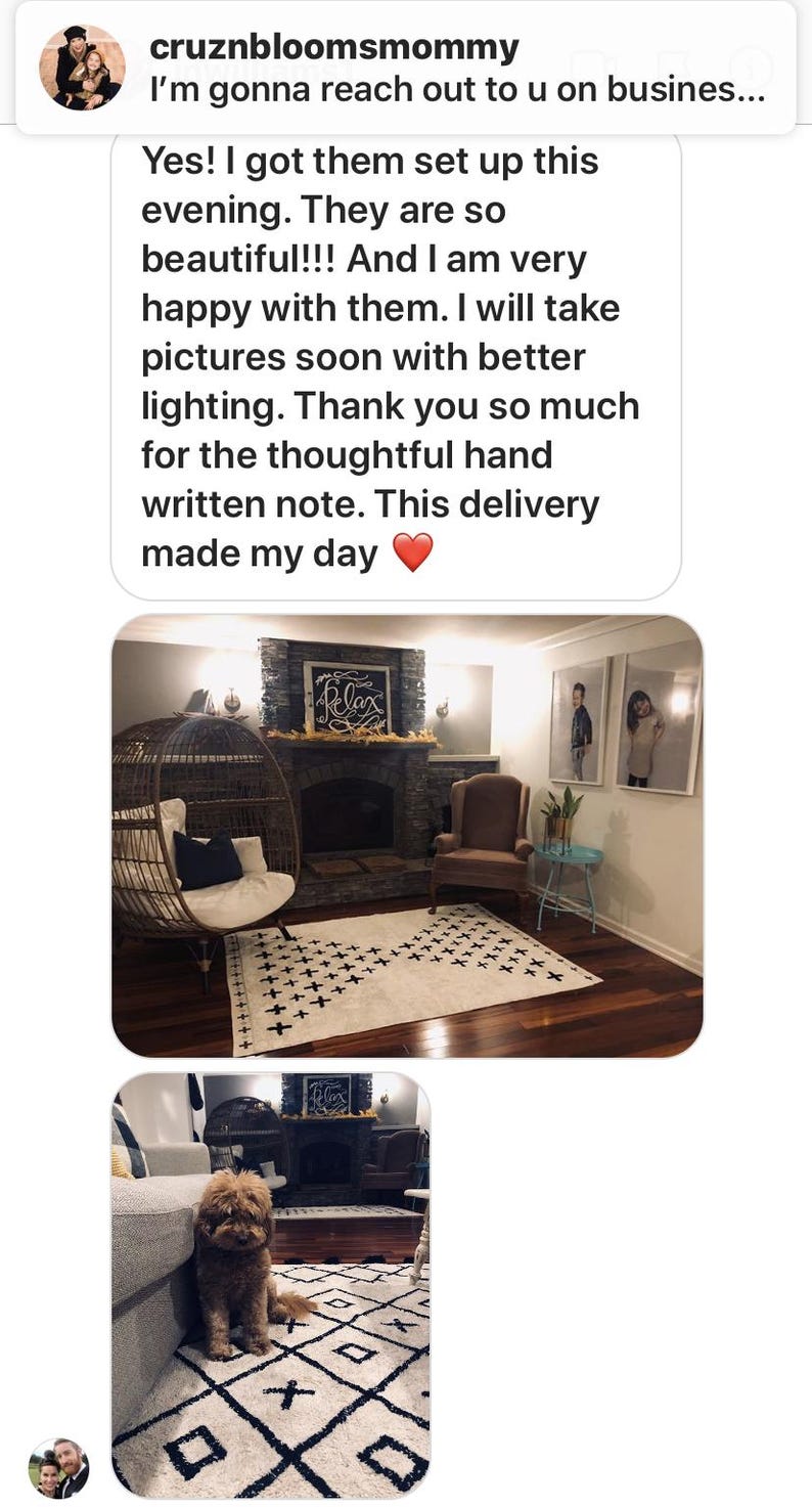 A customer review about rich class decor and thier one of a kind, rug, alled the hope, 100% cotton, machine washable, area rug, 5x7ft