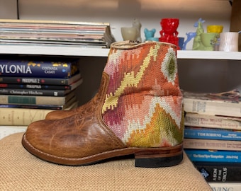 Leather Boho Western Boots Vintage 36 Patterned
