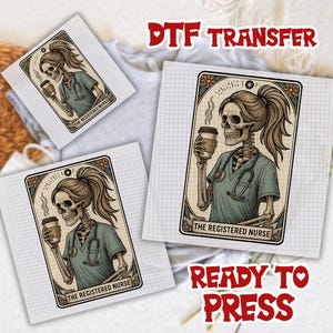 Registered Nurse Tarot Card Dtf, Registered Nurse Dtf, Fall RN Ready To Press, Funny DTF for Registered Nurse, Skeleton Nurse Dtf