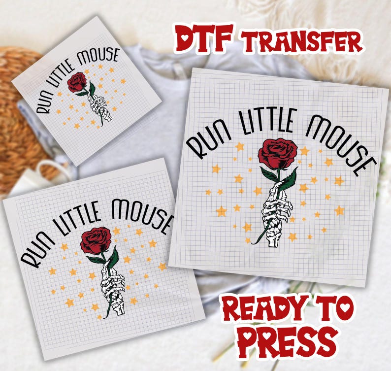 Run Little Mouse DTF Transfer, Haunting Adeline Dtf, Dark Romance Merch, Smut Reader Dtf, Book Lover Gift, Rose Skeleton Ready To Press image 1