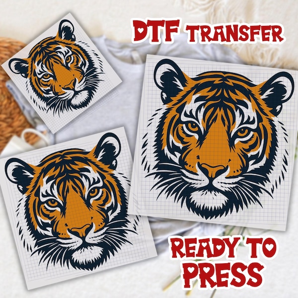 Transferencia DTF de tigre vintage, DTF de tigre retro, DTF de animales de los 90 para tigre, DTF de gato salvaje amante, hoja de banda DTF de tigre de safari en la jungla retro