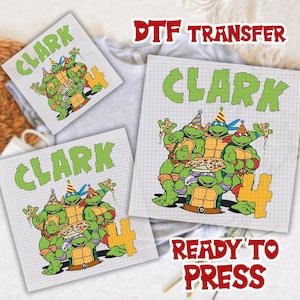 Custom Age Pizza Turtle Birthday Party DTF Transfer, Personalized Name Turtles Dtf, Birthday Party Dtf, Turtles Birthday Boy Dtf
