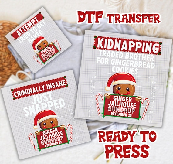 Christmas Squad Matching DTF Transfer, Family Christmas Party Dtf, Family Matching Christmas Dtf, Funny Gingerbread Inmate Christmas Dtf