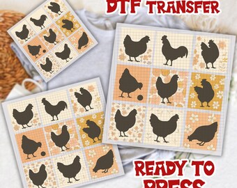 Boho Chickens DTF Transfer, Retro Farmhouse Floral Backyard Chicken Dtf, Thnksgiving Dtf, Chicken DTF for Her