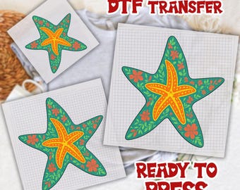 Summer Starfish DTF Transfer, Summer Vacation Dtf, Preppy Beach Dtf, Colorful Preppy Coastal Dtf, Hawaii Summer Ready To Press