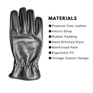Premium Hand Crafted Black Leather Motorcycle Motorbike Gloves Vintage Waxed Café Racer Moto Gloves