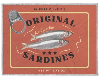 Sardines Tinned Fish Can Throw Blanket 60x80”