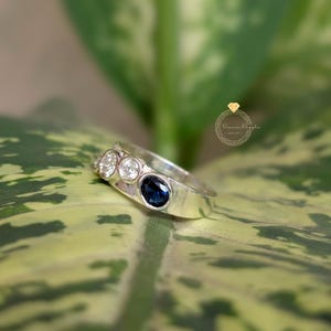 Four Stone Bezel Ring, Blue & White Gemstone Ring, Gold Statement Ring, Modern Stacking Ring, Multi Stone Ring, Custom Gemstone Jewelry