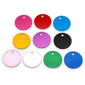 Personalized Anodized Round Aluminum Pet ID Tags Collars Custom For Cat & Dog