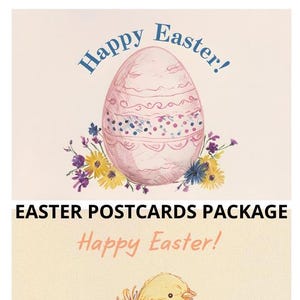 Pacchetto di cartoline di Pasqua / Biglietti di Pasqua stampabili / Saluti digitali per le vacanze di primavera / Regalo di Pasqua fai da te / Download immediato