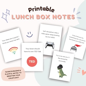 Notes de boîte à lunch pour les enfants : cartes d'encouragement et d'affirmation imprimables - Messages positifs pour l'école, la maison et les enseignants
