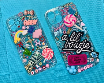 Funda de teléfono personalizada con dije de chatarra / Estilo kawaii brillante Y2K / Accesorio lindo hecho a mano / Funda estética femenina