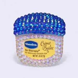 Bedazzled Mini Vaseline | Refillable Bling Lip Therapy Jar | Custom Rhinestone Lip Balm | Sparkly Gift for Her