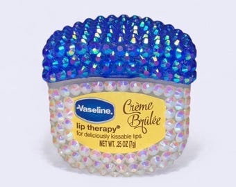 キラキラ輝くミニワセリン | 詰め替え可能なキラキラリップセラピージャー | カスタムラインストーンリップバーム | 彼女へのキラキラギフト | フルサイズ
