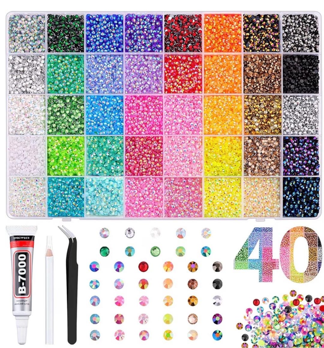 Multicolor Jelly Resin Rhinestone Kit With B7000 Glue and Tools in ...
